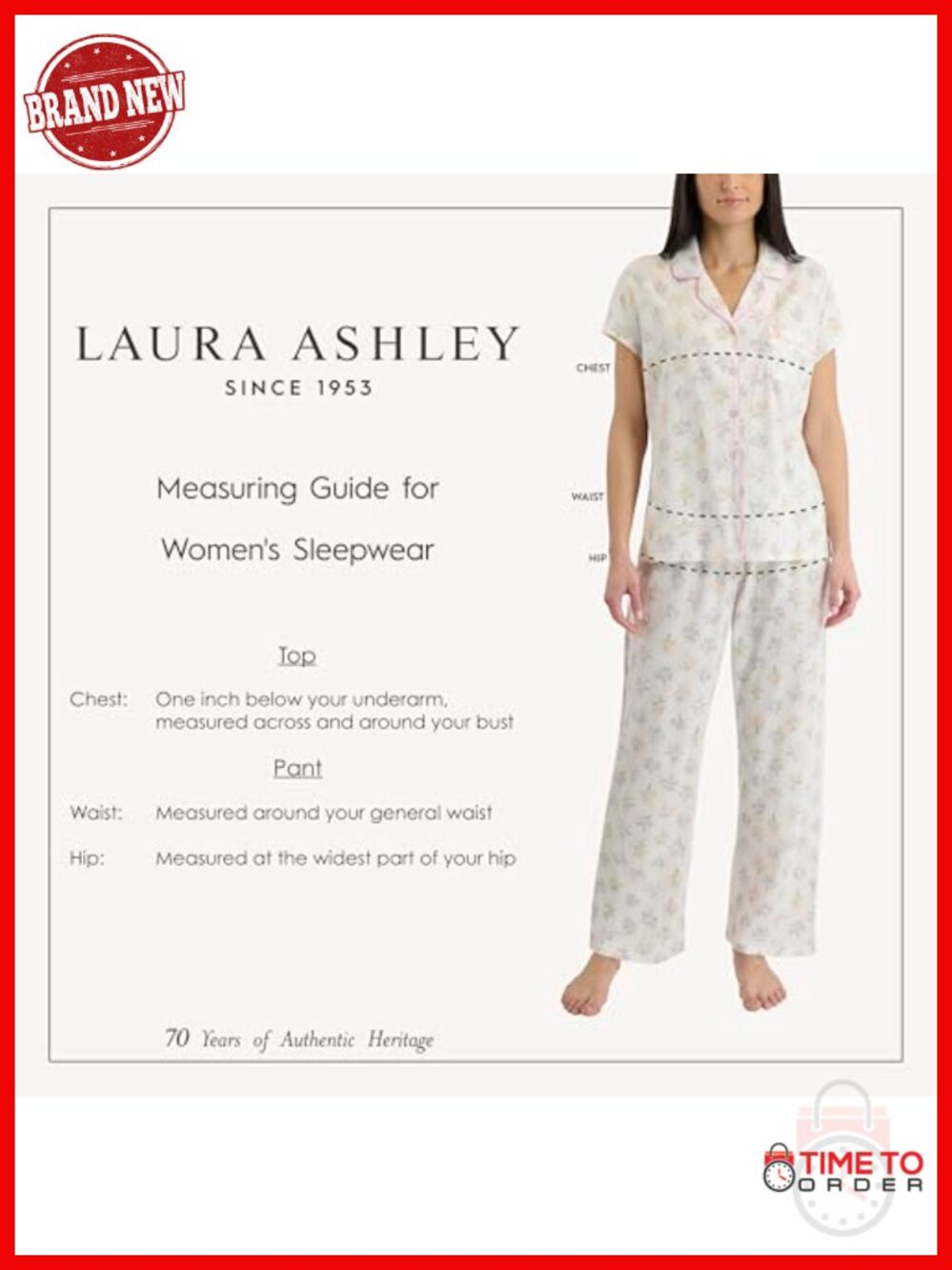 Women's Cotton Blend Notch Collar Button Down Pajama Set 2 Piece - Picture 5 of 6